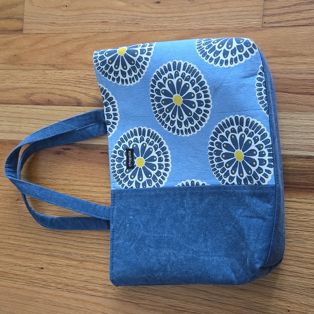Source Unknown Blue And Yellow Patterned Tote - image 1